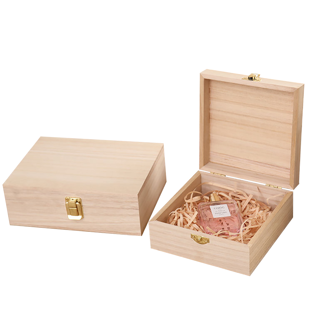 Factory Wholesale Wooden Gift Packaging Box Cheap Paulownia Wood Storage Box With Flip Lid