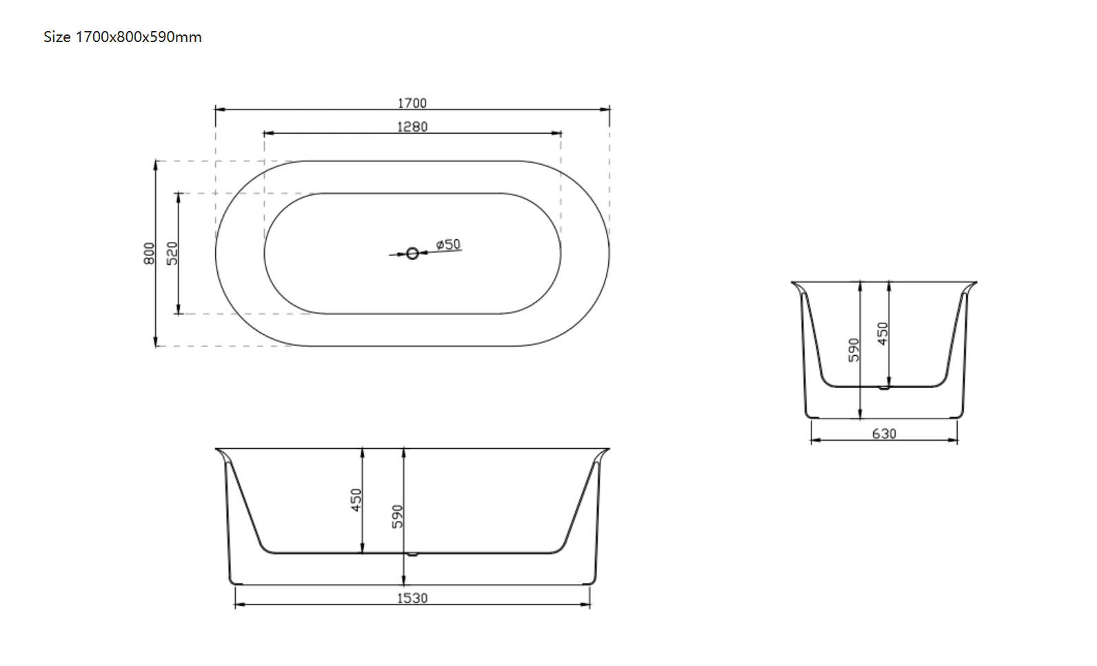 Freestanding bathtub Acrylic Color Round Black Modern bathtub