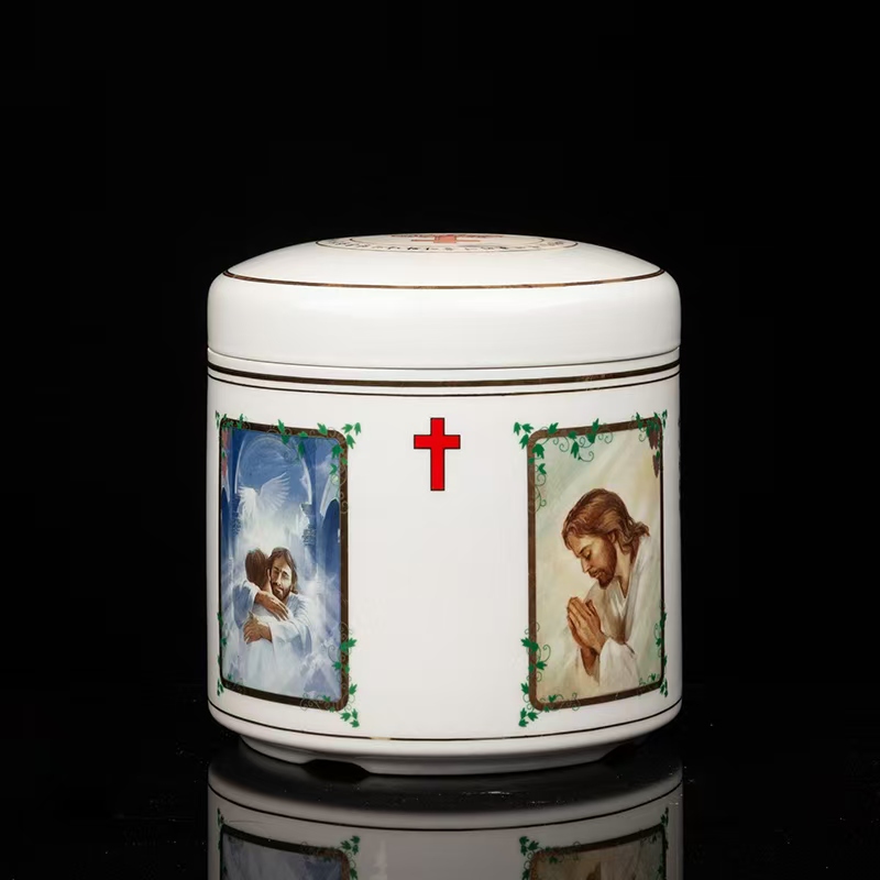 ceramic ash urn funeral product cremation biodegradable korea christ stytle ash