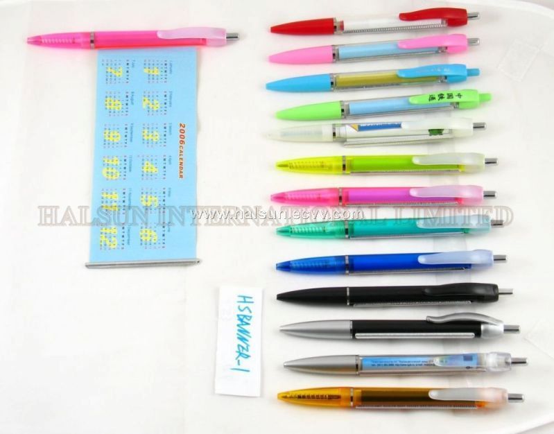 Banner pen. pull out pen, flag pen, scroll pen