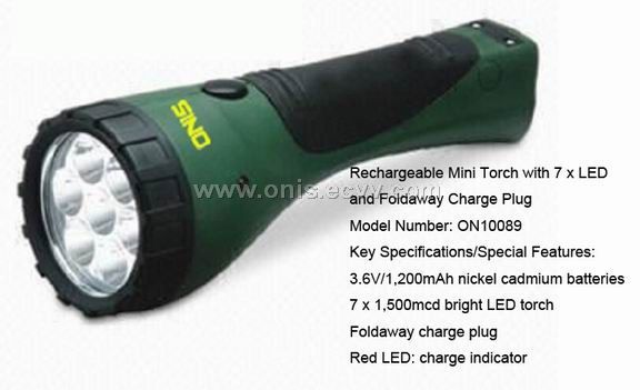 Rechargeable Mini Torch with 7 x LED and Foldaway