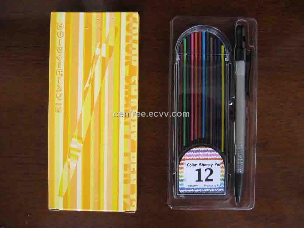Automatic Mechanical Pencil Set With Refillable 12 Sharpy Color Lead Color Pencil Non-stop Pencil