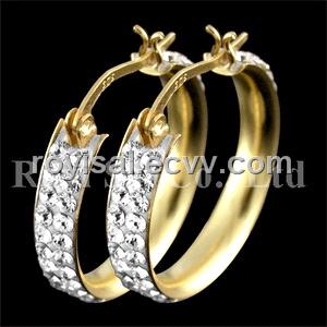 9-K Gold Crystal Edge Sparkle Hoop Earring Jewelry (BHRG-048-15m)