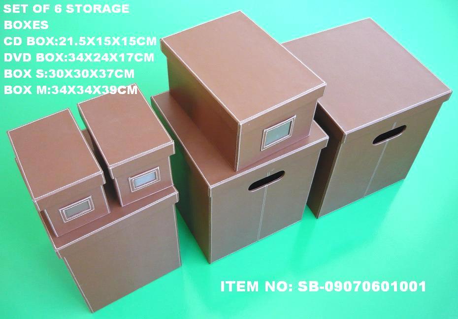Set Of 6 Faux Leather Storage Boxes, Leather Storage Boxes