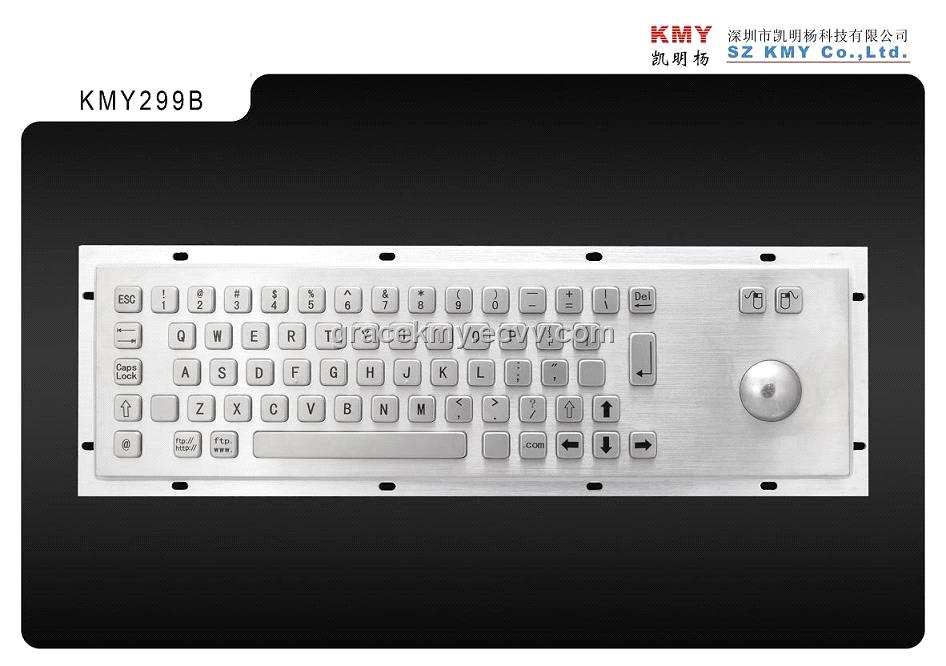Industrial Metal Keyboard with Trackball, Metallic Keyboard, Stainless Steel Keyboard for Kiosk