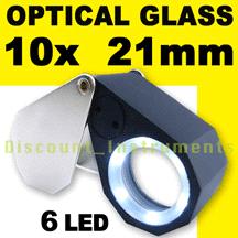 10x Magnifier Jeweler Loupe Triplet Lens 6 LED Light