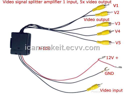 Video Splitter Amplifier Booster 1 Input, 5x Video Output