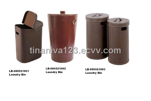 Faux leather laundry bins