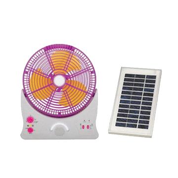 10 Inches Solar Rechargeable Desk Fan With Led Light Spotlight