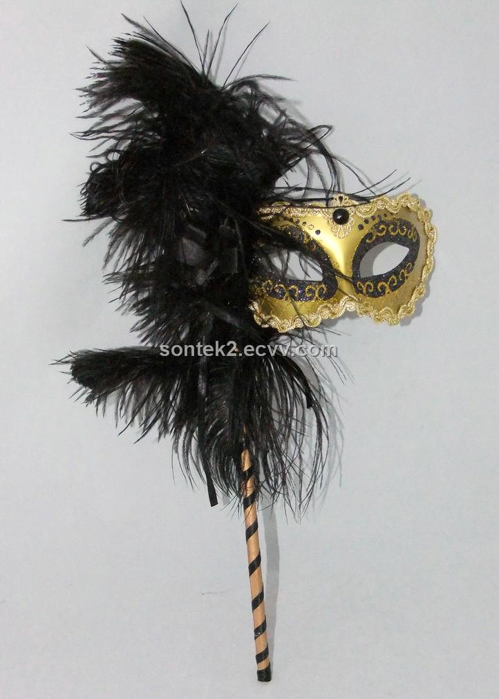 MF7-000011B carnival party mask with colorful feather