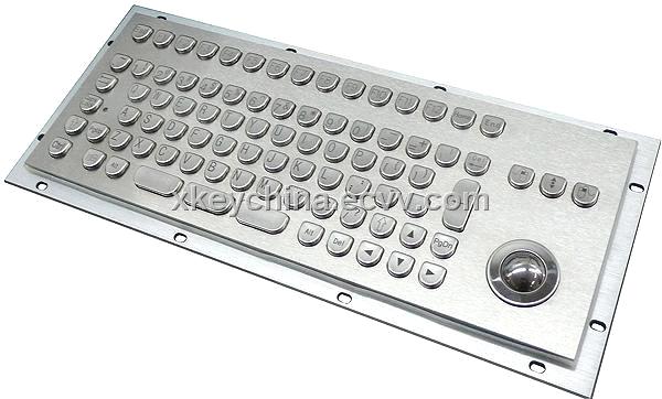 Vandalproof Metal Keyboard with Function Keys and Trackball (X-BP86B)