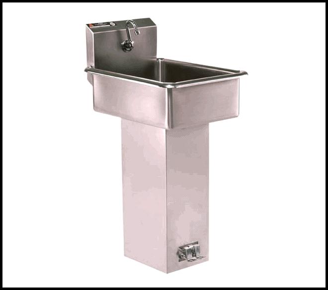 Base Mount Stainless Steel Hand Sink With Foot Pedals