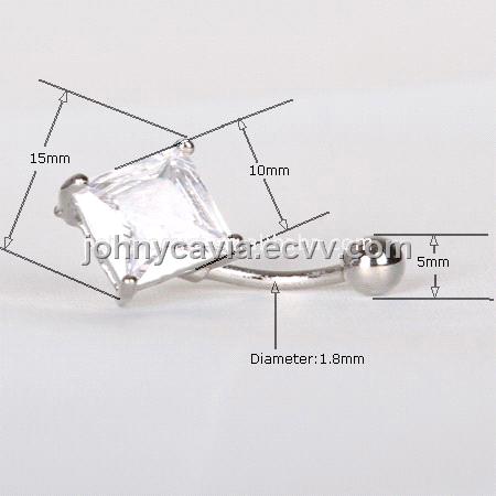 Fancy Belly Button Ring with a Big Zircon
