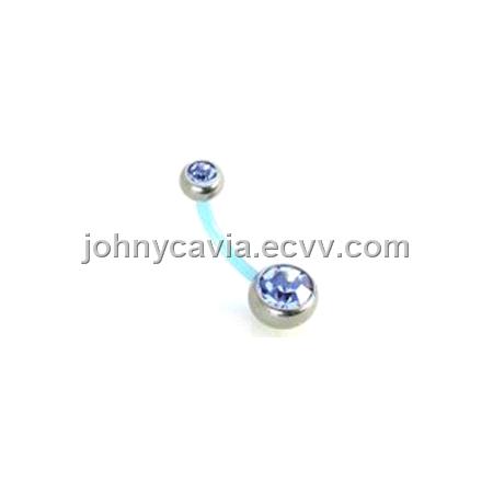 Stainless Steel Body Piercing Jewelry - Colorful Navel Ring