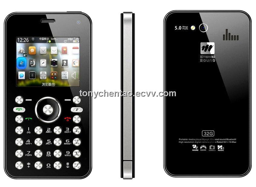 Ultra-thin slim mobile phone with good design ,dual sim card,mp3/mp4.FM,blue-tooth, camera, I5
