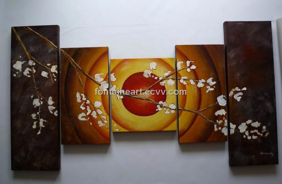 Hand Made Flower Oil Painting Multi Panel Flower Painting From
