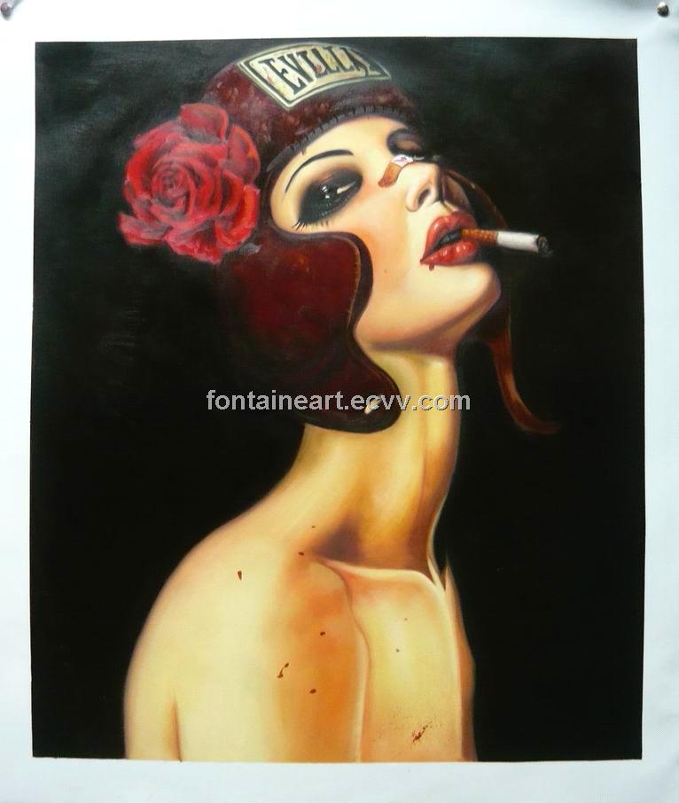 Smoking Girl Painting Great Hand Painted Portrait Painting For
