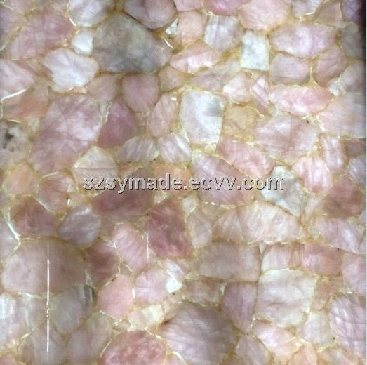 Semi Precious Stone Rose Quartz Backlit Translucent Semi Precious Stone Rose Quartz Backlit Translucent Tile