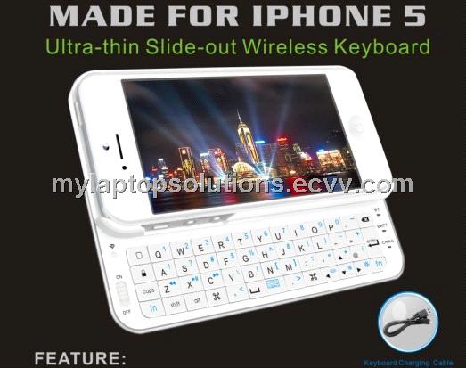 White Wholesale Mobile Phone Wireless Sliding Bluetooth Keyboard Case for iPhone 5