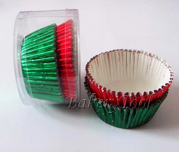 foil cupcake liners baking cups with green and red color for wedding