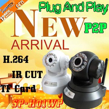 Plug and Play Indoor Wireless Pan/Tilt IP camera support SD card record