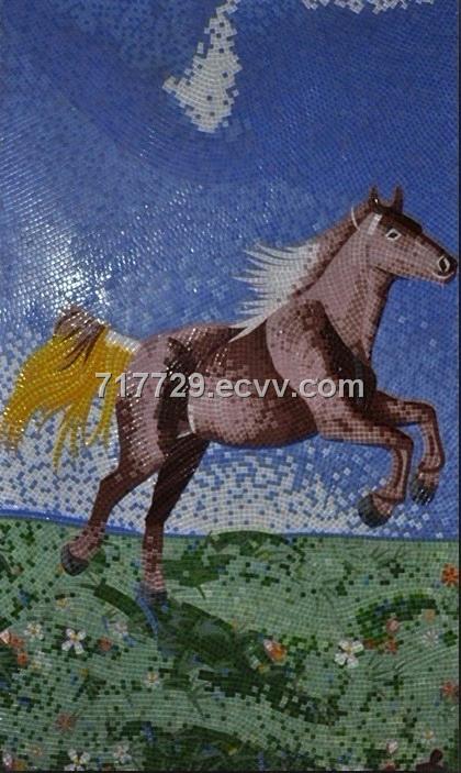 Horse mural crystal glass mosaic (Scissors Painting)
