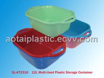 12L Plastic Storage Basin W/ Handles