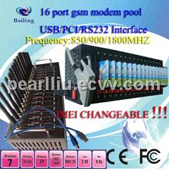 USB 16 ports GSM/GPRS SMS modem pool (wavecom/siemens module )