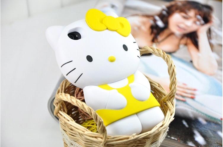 3D Fashion Cute Soft Silicone  Hello Kitty Case Cover Skin For iPhone4 4G 4S