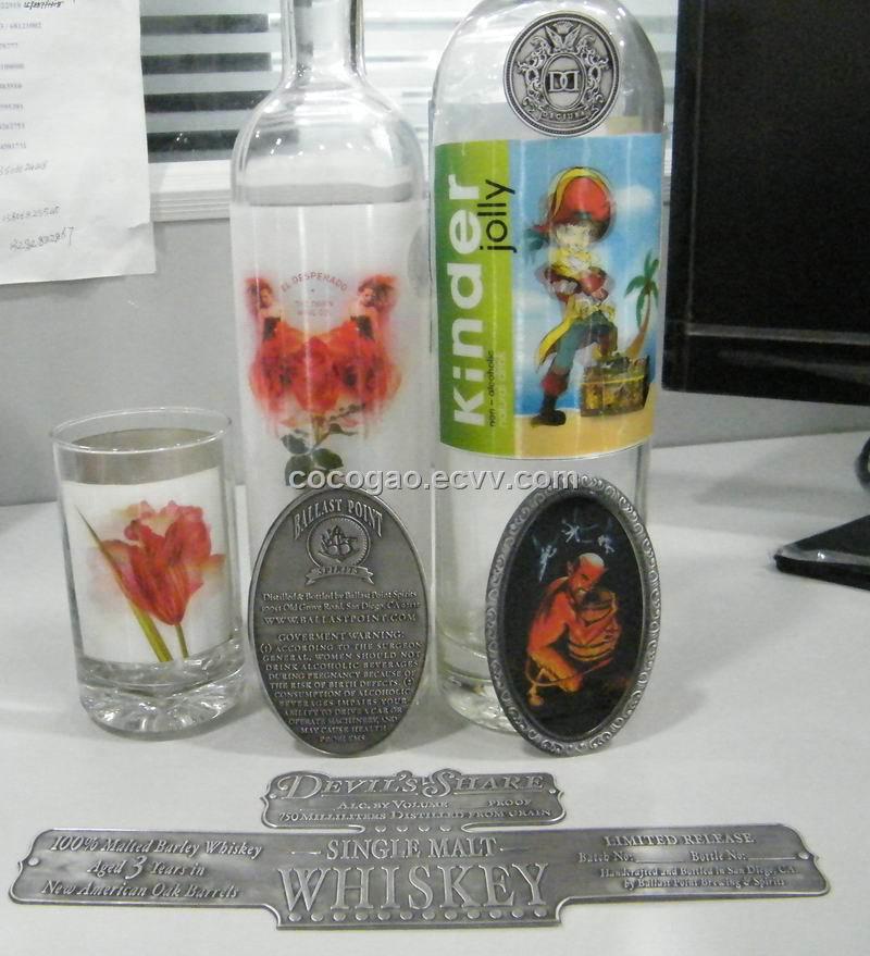 metal embossed label for wine, bottle sticker, metal sticker ...