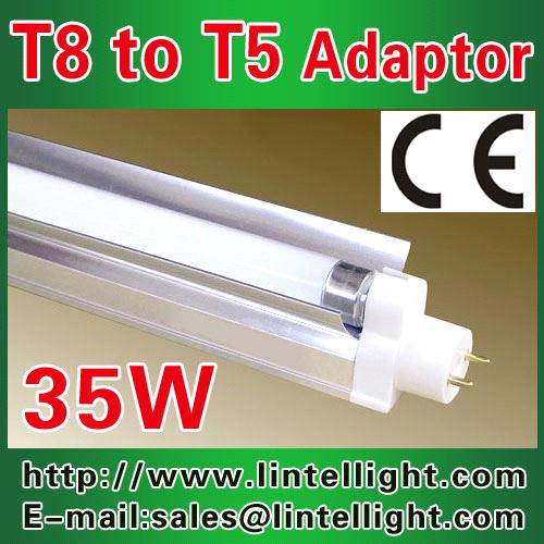 CE listed T8 to T5 adapter fixture with reflector
