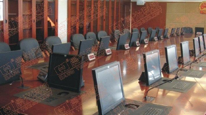 LCD monitor motorized mounted for meeting tables equipment