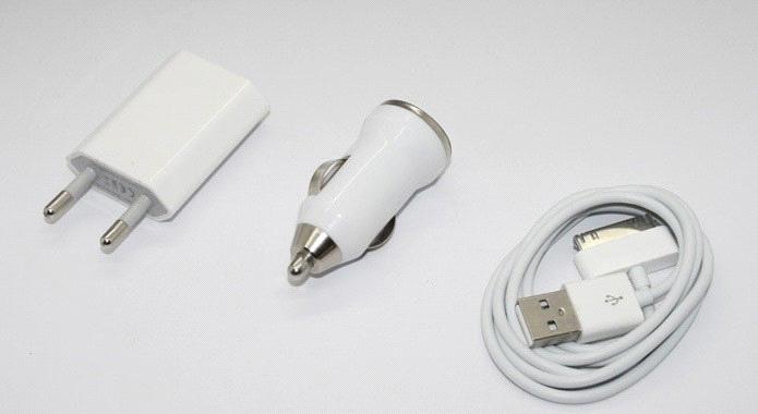 3 in 1 Car Charger / Travel Charger USB Charger & Data Cable for iPhone,iPad,iPod