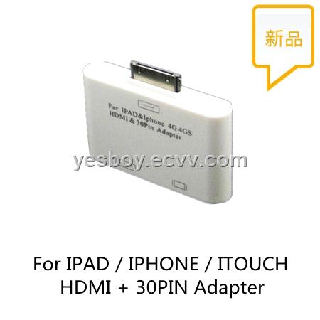 For IPAD &Iphone 4G 4GS HDMI &30PIN Adapter