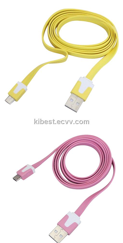 KB-SJX022 Mobile Phone Flat Micro USB Cable For Samsung,For Blackberry,For HTC,Colorful Cable