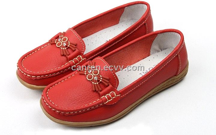 Casual Women's Leahter Shoes with Genuine Leather Upper and Tpr Outsole