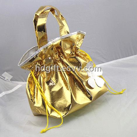gold foil laminational non woven shopping gift bag suppliers