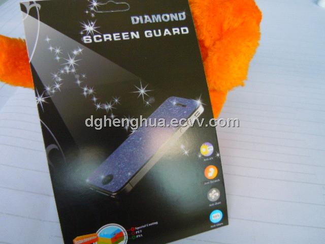 Shiny Silver and gold diamond power screen protector For Iphone4