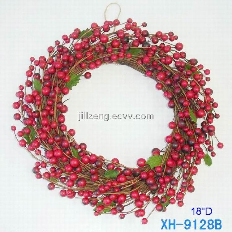 Santa Christmas Decorations with Red Berry Wreath