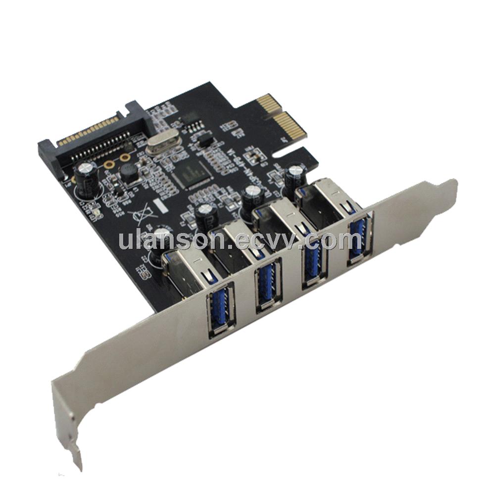 4 Port PCI Express PCIe Super Speed USB 3.0 Controller Card Adapte with 15pin SATA Power Connector