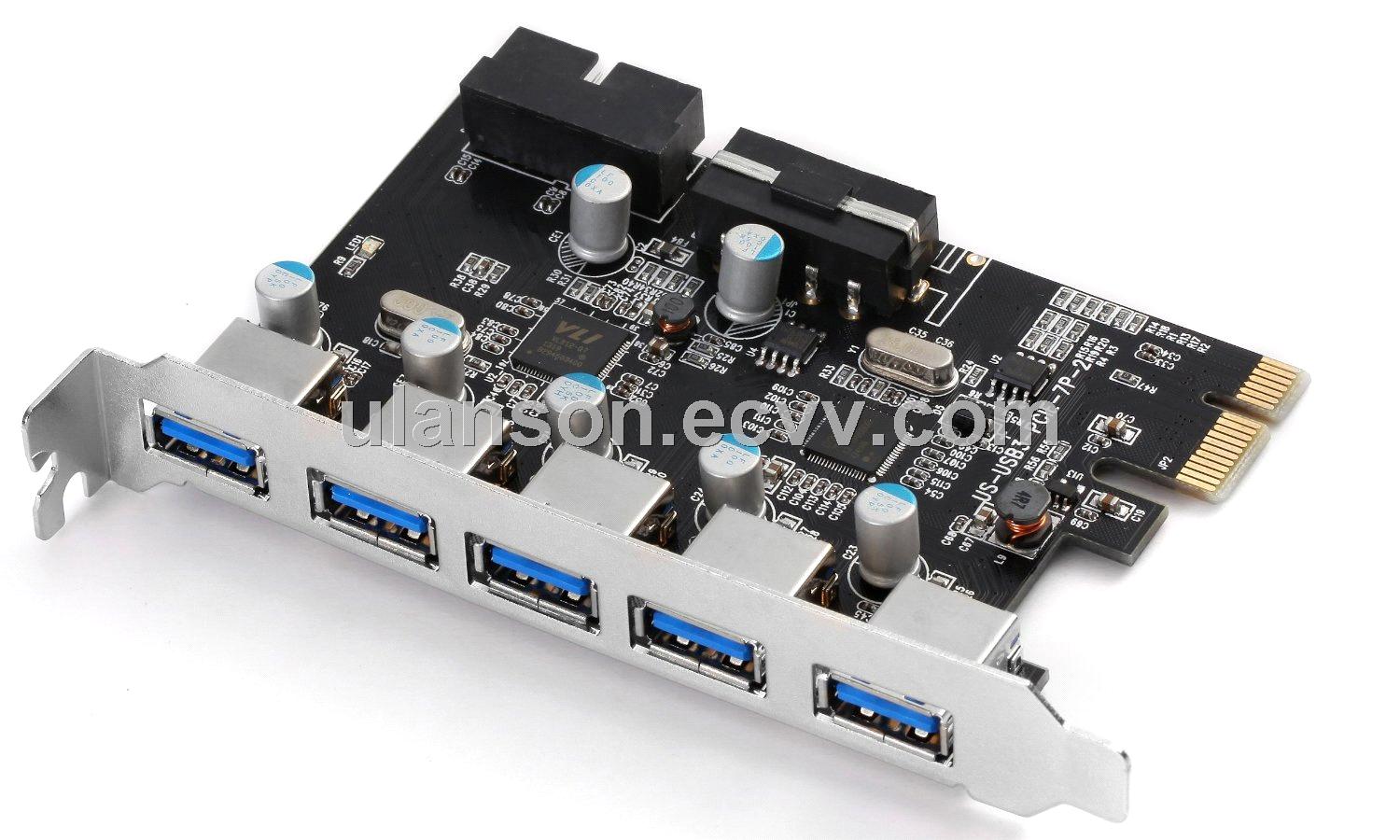 Fast 7 Port PCI-E PCI Express to USB 3.0 Connector Expansion Card Board Adapter