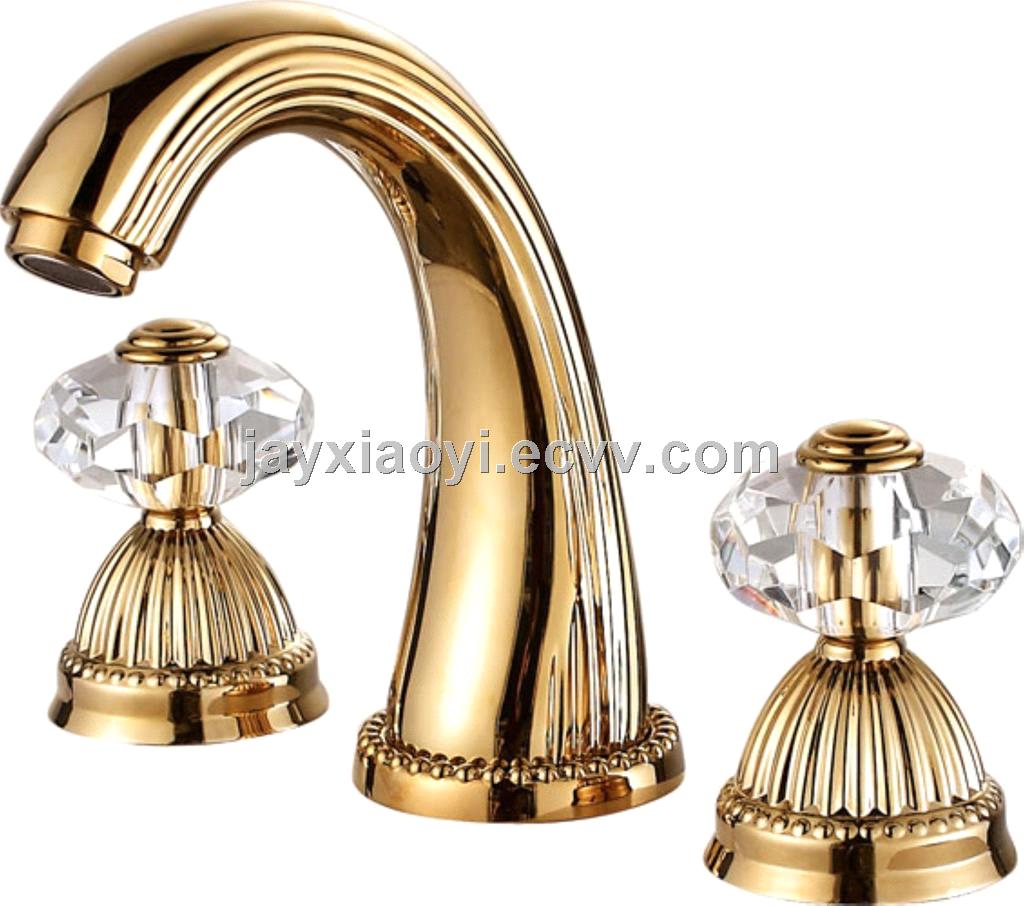 basin waterfall faucet Widespread Bathroom Sink Faucet crystal handles faucet
