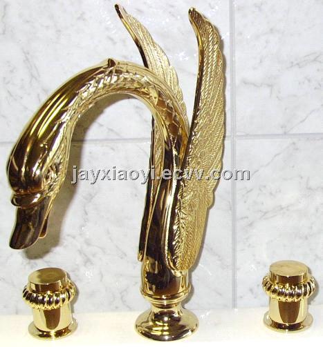 pvd gold swan tub faucet Or swan sink lavtory sink faucet ring handes swan faucet