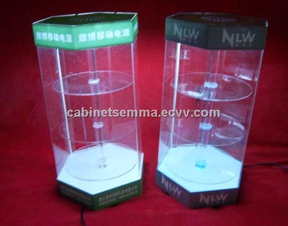 3 Layers Rotating Display Case With LED Lighting Acrylic Display Showcase D4R-112