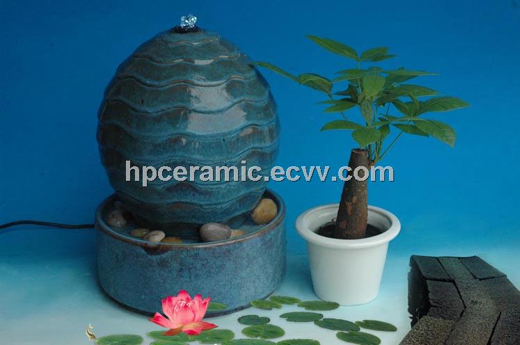 Fancy Glazed Ball Shape Ceramic Table Fountain