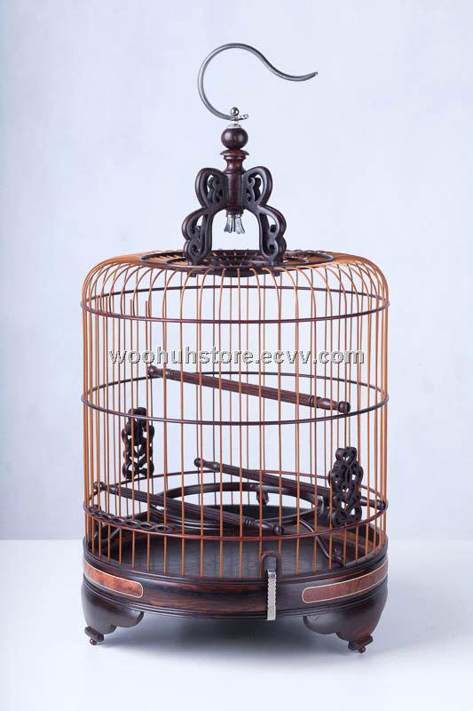 Vintage Chinese Rosewood Bird Cage