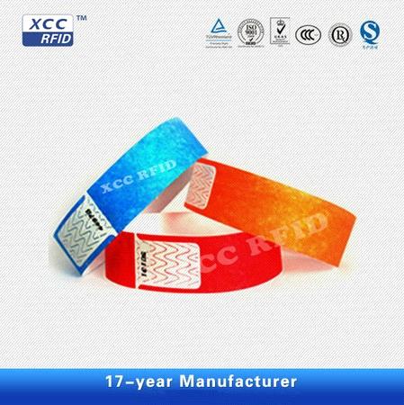Adhesive Disposable RFID Paper PVC Wristbands