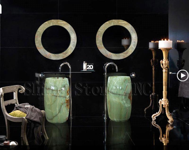 Green Onyx Barrel Pedestal Sink Bathroom Project 12 From