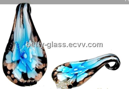 Glass Material with Inner Flower Glass Pendant for a Gift Glass Jewelry Glass Beads