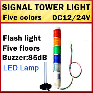 5Pcs AC/DC 24V 22mm Thread LED for Electronic Indicator Signal Light Five color 